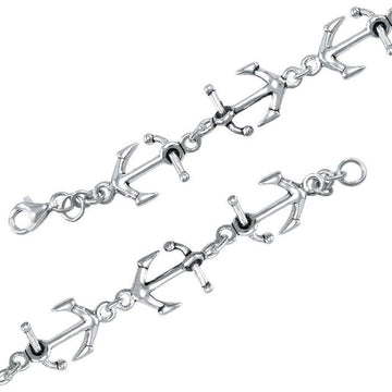 Anchor Sterling Silver Link Bracelet TBL343 - Jewelry